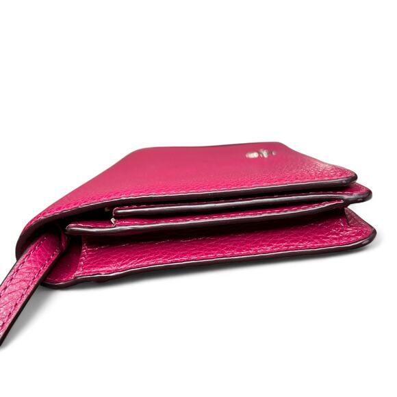 Coach Foldover Crossbody Clutch in the color Dark Fuchsia leather w/ charm NWT - Picture 6 of 13
